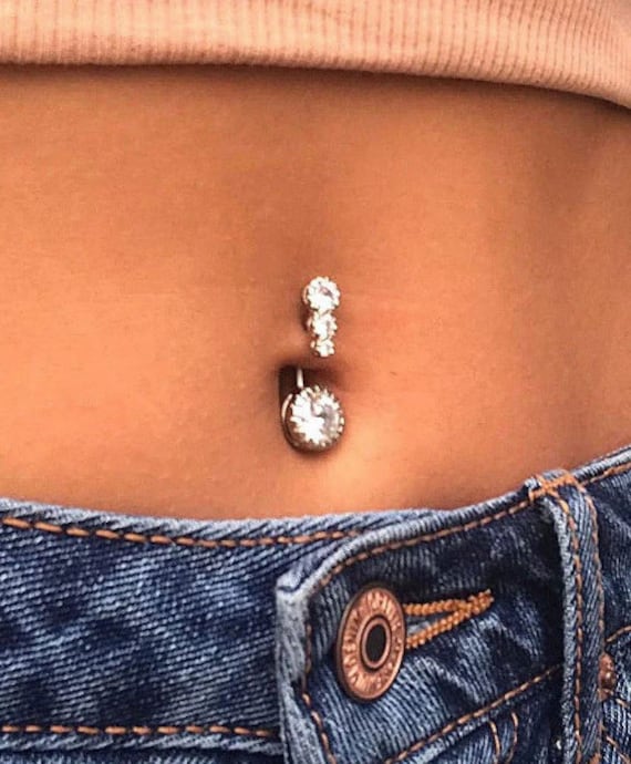 Navel Belly Button Rings Crystal Flower Dangle Bar Barbell Body Piercing  Jewelry