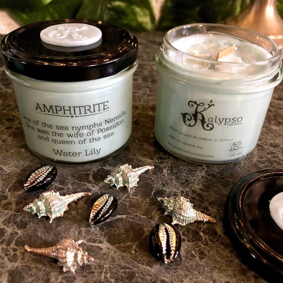AMPHITRITE - Water Lily Soy Wax Greek Mythology Candle in a jar