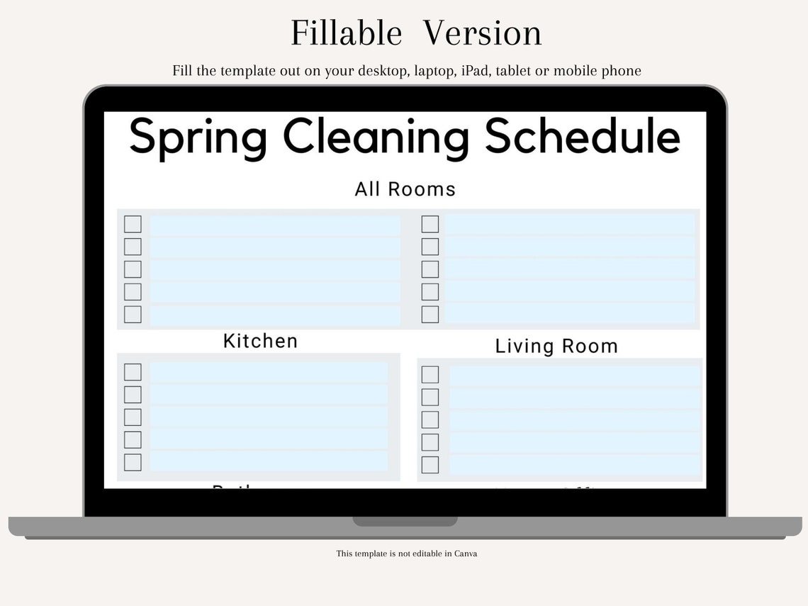 Editable Spring Cleaning Checklist Spring Cleaning Schedule House ...