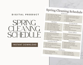 Editable Spring Cleaning Checklist | Spring Cleaning Schedule | House Cleaning Checklist | Printable Cleaning Schedule