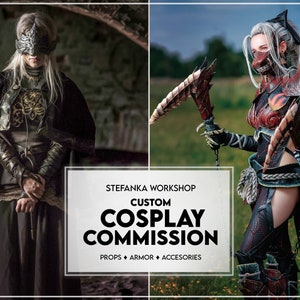 Custom cosplay costume commissions - props, weapons, armor, 3D printing, accessories, jewelry, full costumes made to order, tailor, sewing