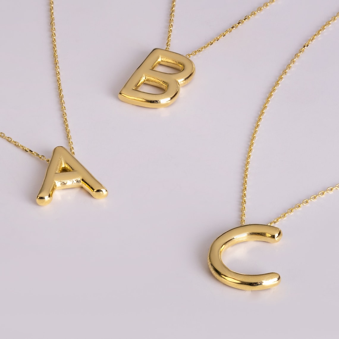 Initial Necklace 14k Gold / Bubble Gold Necklace / 14k Gold - Etsy