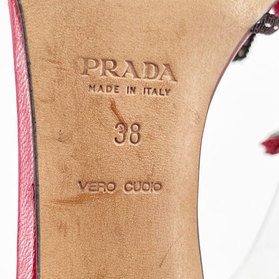 Prada Vintage Red Brown Floral Bouquet Bow Detail Ankle