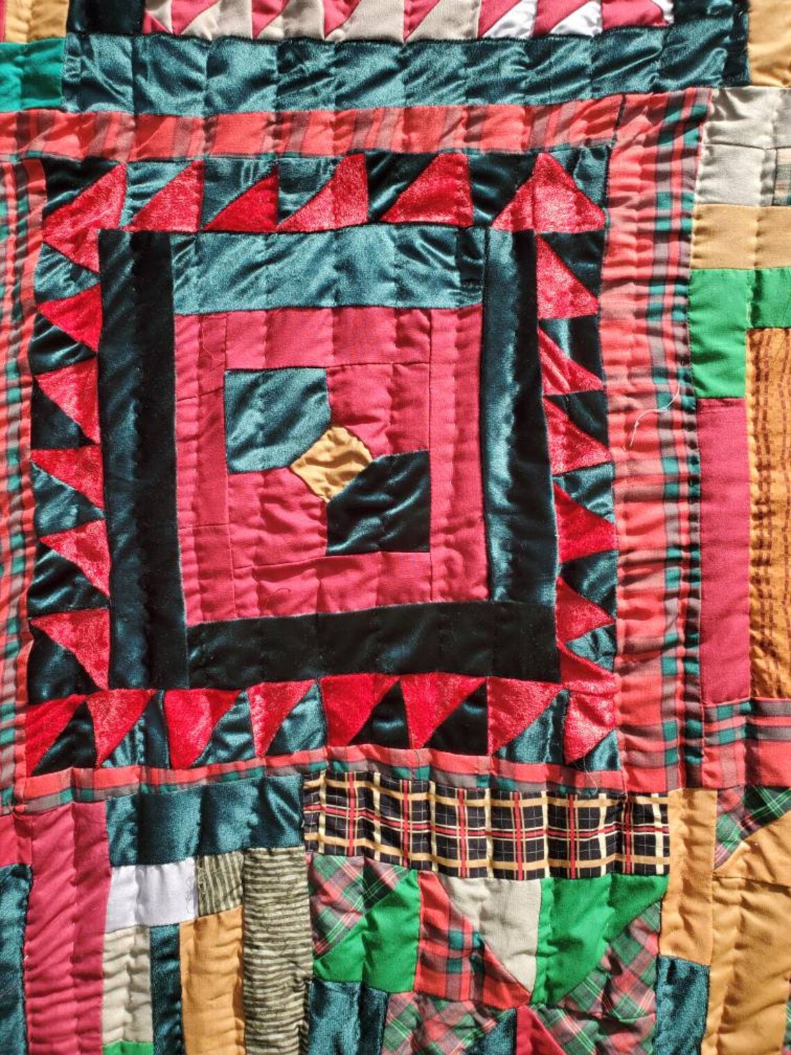 Handsewn Quilt Cotton Quilt Quilted Tapestry Gee's Bend Etsy