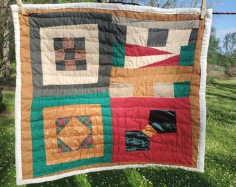 Wall hanger, Handsewn Quilt, Cotton Quilt, Quilted Tapestry, Gee's Bend Quilt, Gee's Bend Quilt