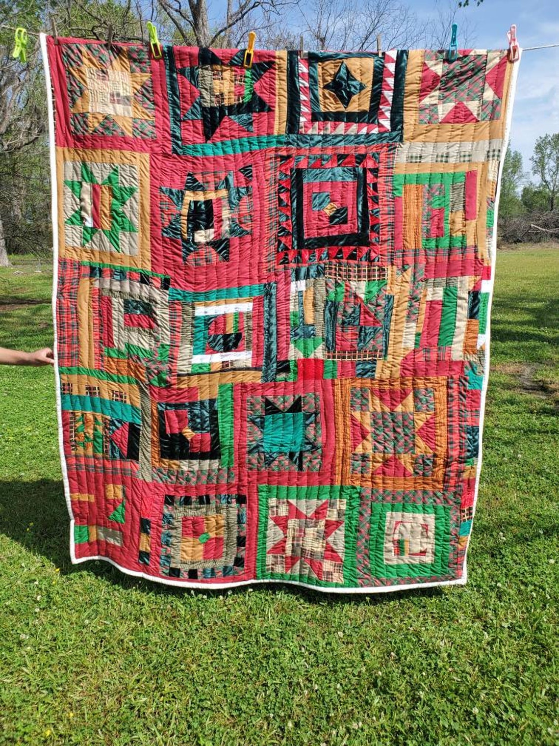 Handsewn Quilt Cotton Quilt Quilted Tapestry Gee's Bend Etsy