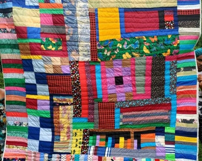 Hand Sewn Quilt Denim Quilt Pockets Cotton Artistic Quilt house Top