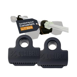 Black DUALBELL Pair Dumbbell Converters - Connect Dumbbells to 1” bar as weight plates, Barbell Adapters for Home Gym Strength Training