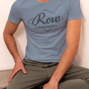 Row Script Rowing T-Shirt Blue | Vintage Rower Tee | Crew Team Gift | Rowing Coach Shirt | Regatta Apparel | Rowing Team | Free Speed