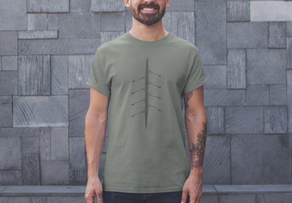 Rowing Shell 8+ Oars T-Shirt Green | Crew Team Gift | Eight Man Boat Tee | Rowing Coach Gift | Regatta Apparel | Crew Gift | Free Speed