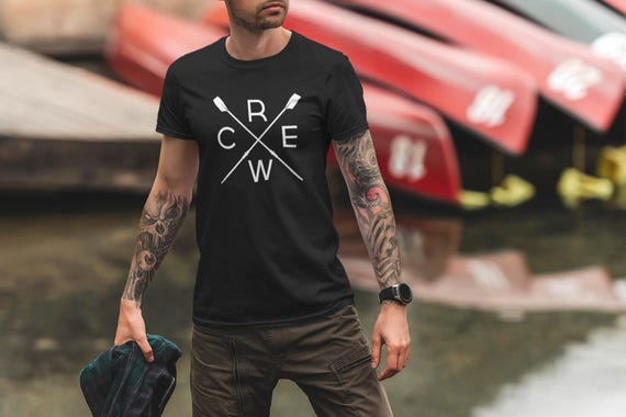 Crew Crossed Oars T-Shirt Black | Minimalist Rowing Tee | Crew Team Gift | Rower Shirt | Rowing Coach Gift | Oar Design Apparel | Free Speed
