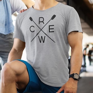 Crew Cross, Crossed Oars T-Shirt Grey | Minimalist Rowing Tee | Crew Team Gift | Rower Shirt | Oar Design Apparel | Free Speed