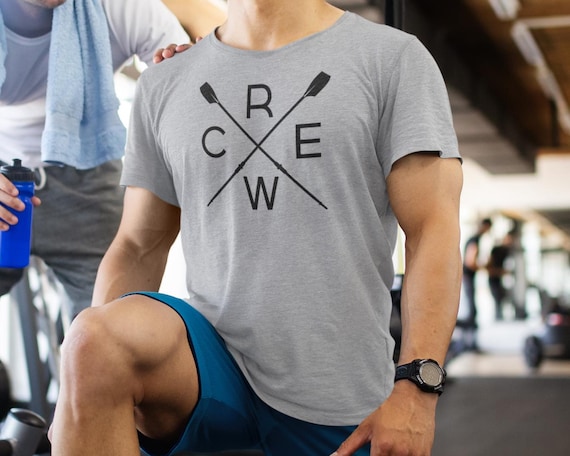 Crew Cross, Crossed Oars T-Shirt Grey | Minimalist Rowing Tee | Crew Team Gift | Rower Shirt | Oar Design Apparel | Free Speed