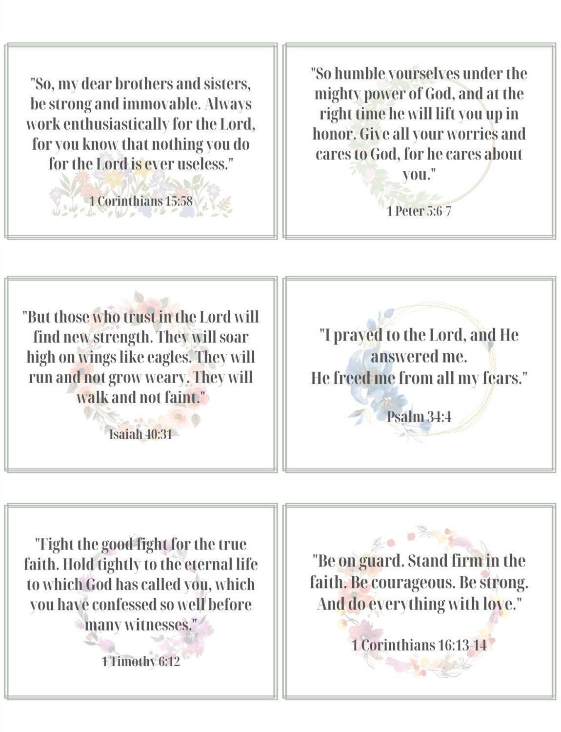 Printable Bible Verse Cards Etsy