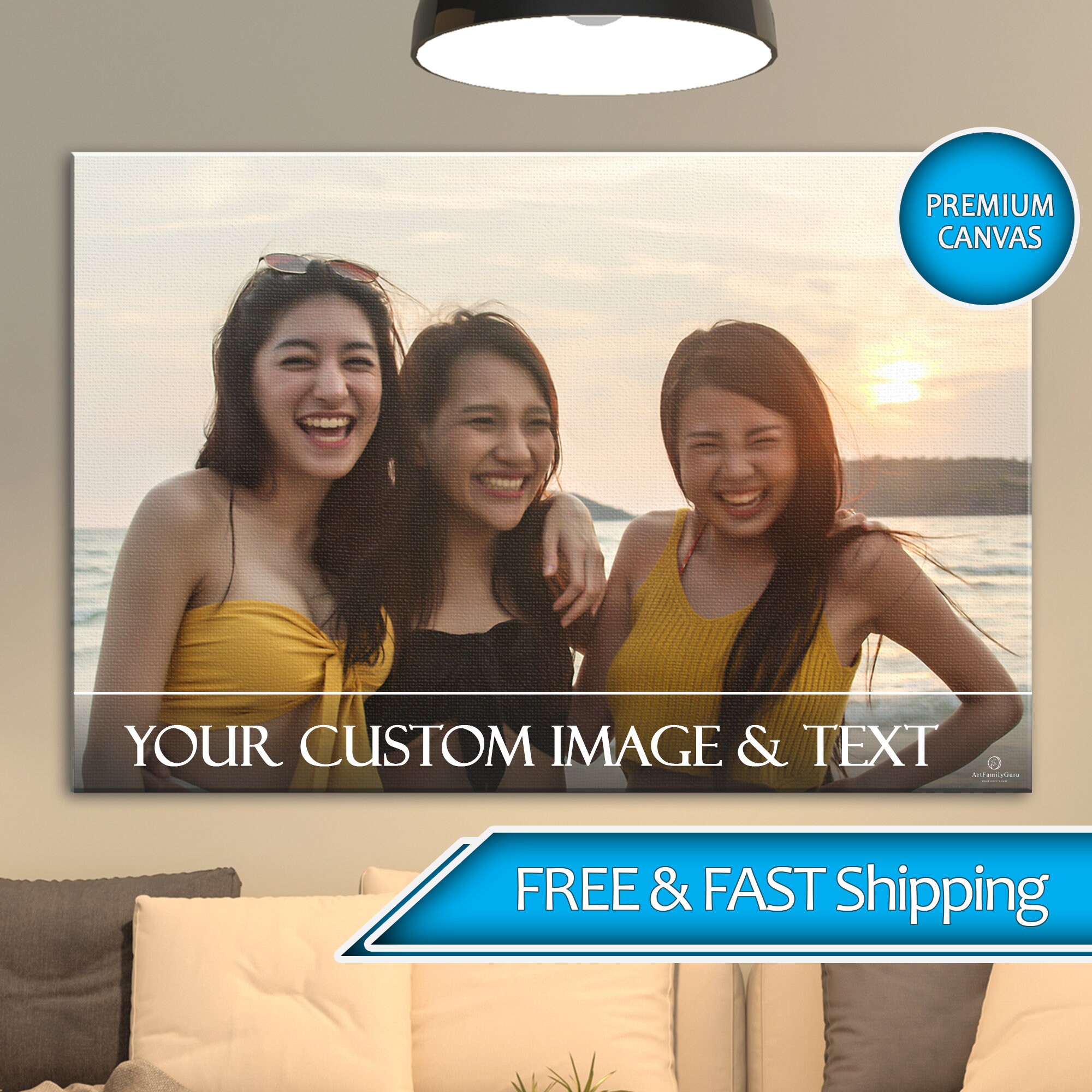 Photo et Texte Personnalisés sur Écran de Toile - Décoration Murale Photo Faite à La Main Dans Diffé