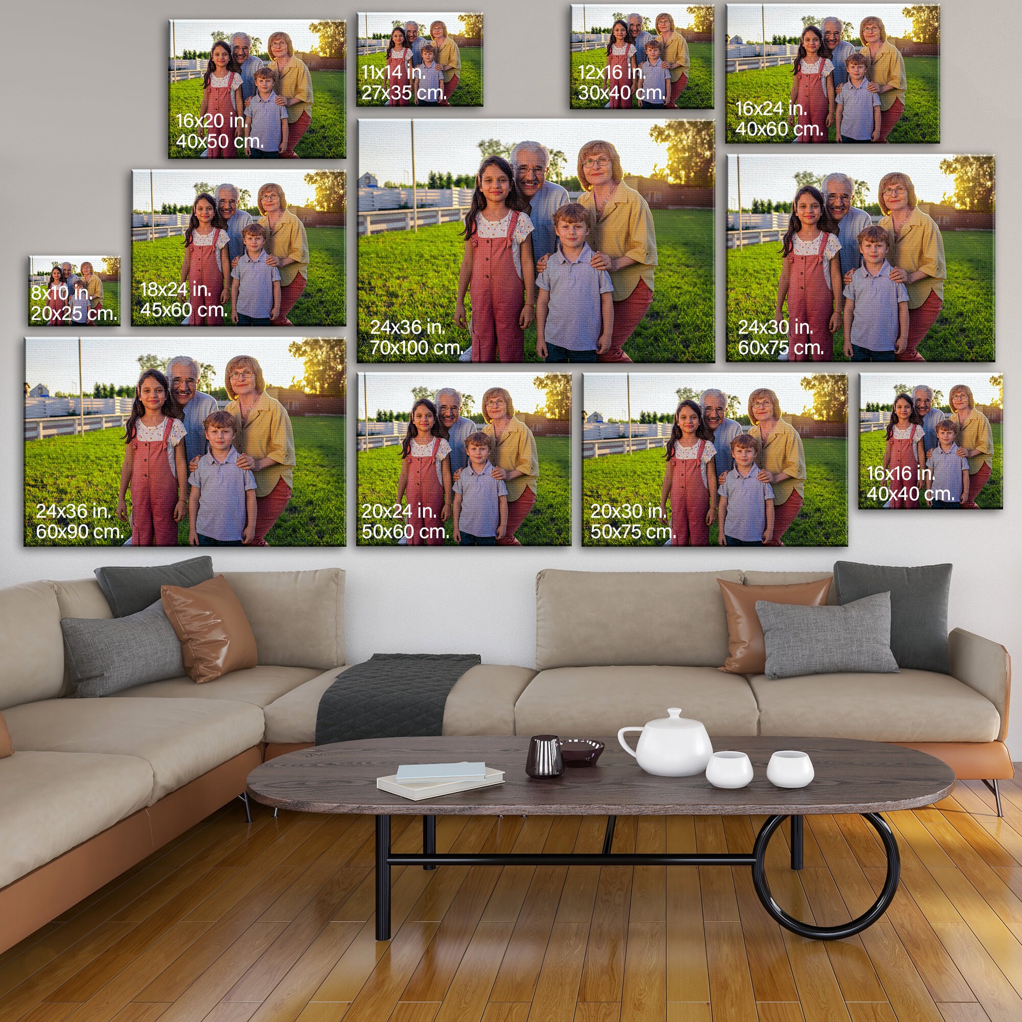 Impression de Photos sur Toile Portrait Personnalisé Mariage Couple Famille Animaux Compagnie Commis