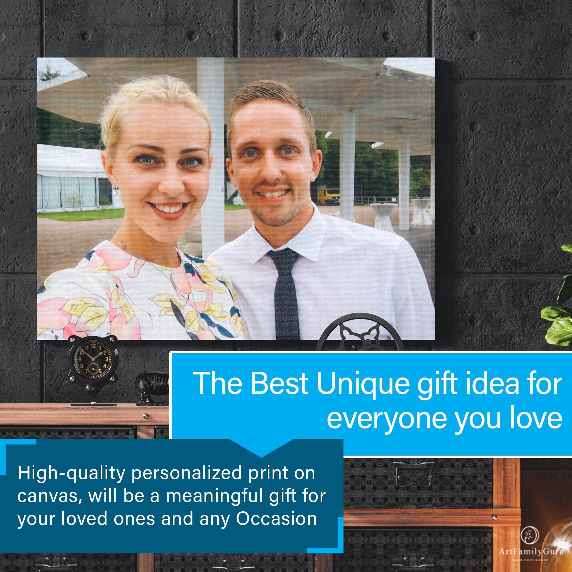 Custom Couples Portrait Photo Impression sur Toile Mariage Anniversaire Vœu Renouvellement Fiançaill