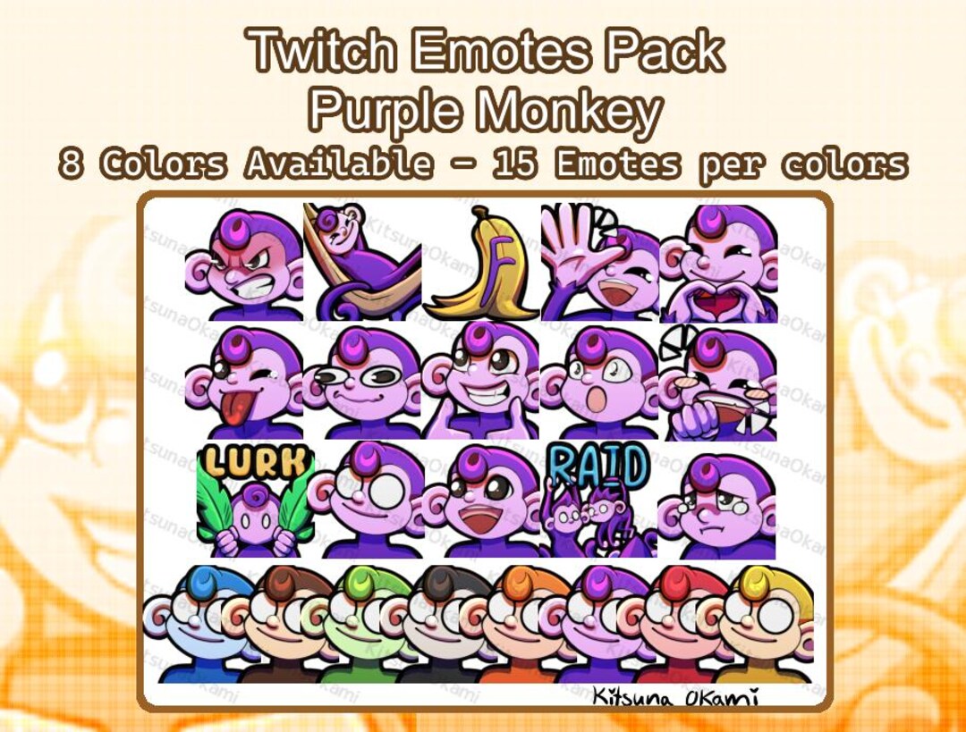 PURPLE Monkey Twitch Emotes - Etsy