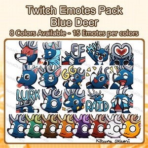 BLUE Deer Twitch Emotes