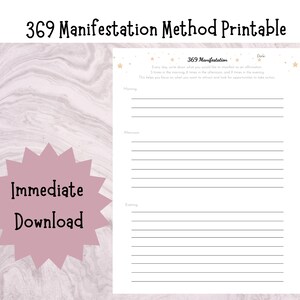 369 Manifestation Method Printable, Law of Attraction