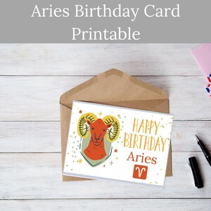 Simple Aries Birthday Card Printable