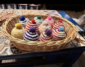 Hand Knitted Chocolate orange bobble hat covers.