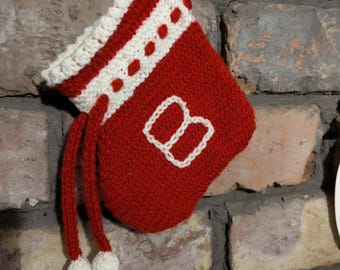 Hand Knitted Baby's First Christmas Stocking