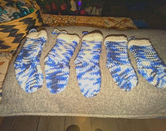 Hand-knitted mini Christmas stockings