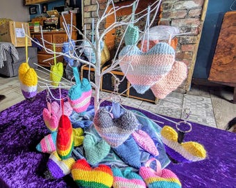 LGBTQIA Hand knitted hearts