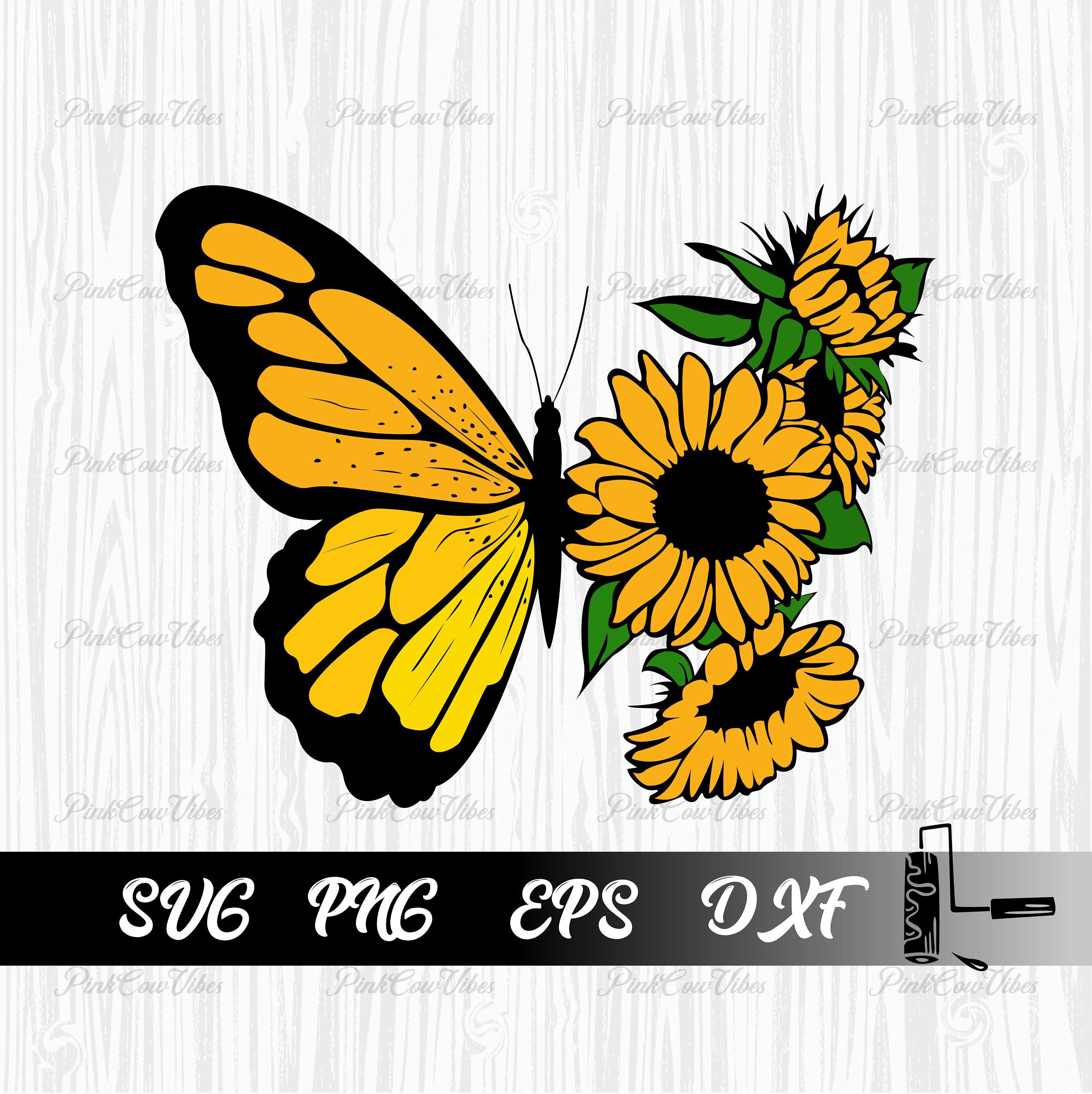 Sunflower Butterfly Svg, Sunflower Svg, Butterfly Svg, Sunflower