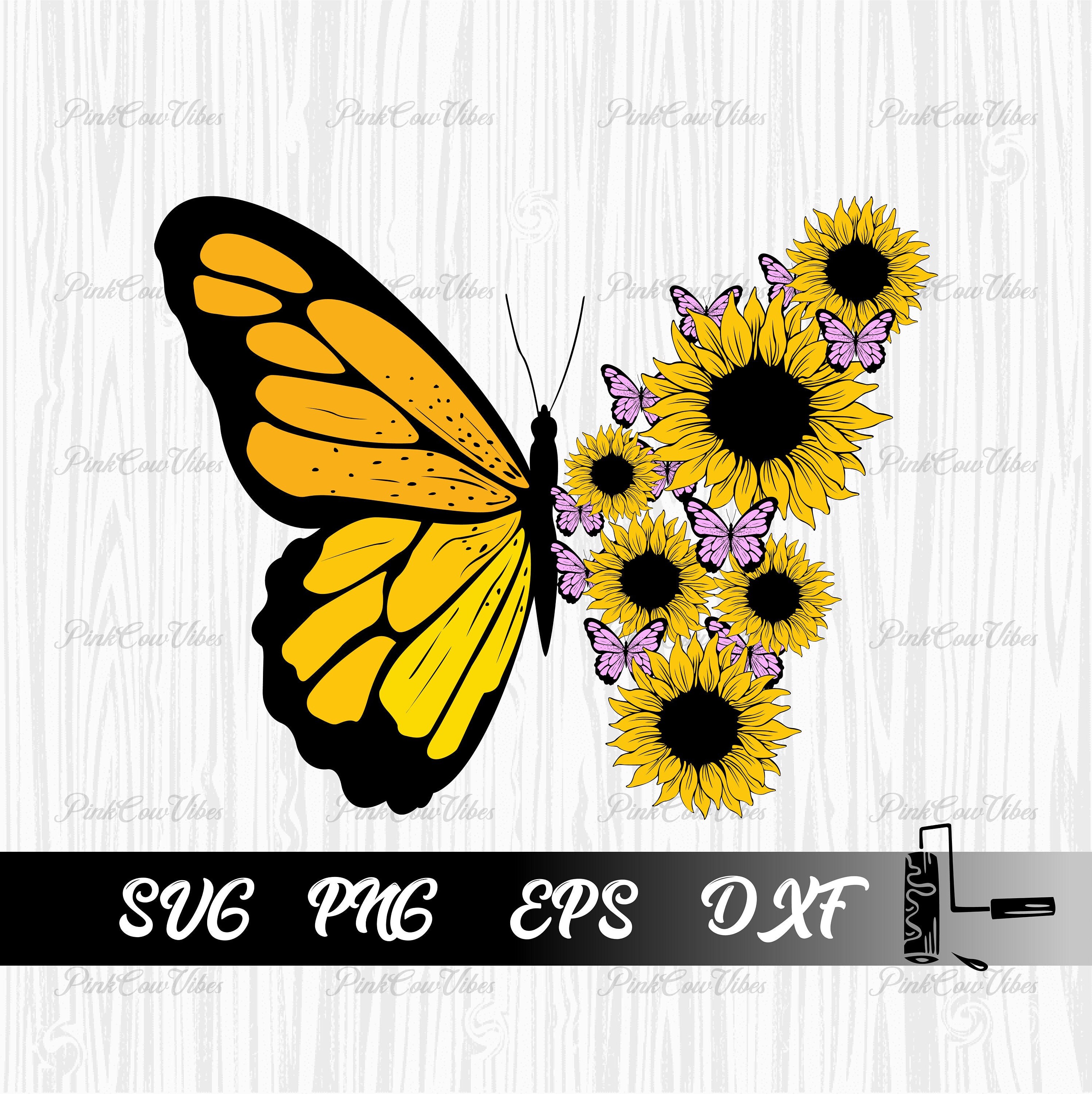 Sunflower Butterfly Svg Sunflower Svg Butterfly Svg Etsy