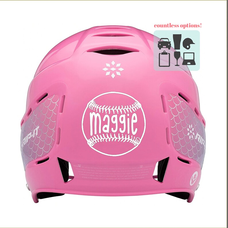 Softball Helmet Decal With Name / Custom Softball Helmet Decal Etsy