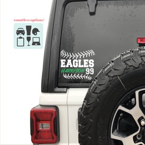 Baseball Name and Number Vinyl Decal / Baseball Helmet Decal / Baseball Car Decal / Baseball Decal / Baseball Team Decal / Team Mascot Decal