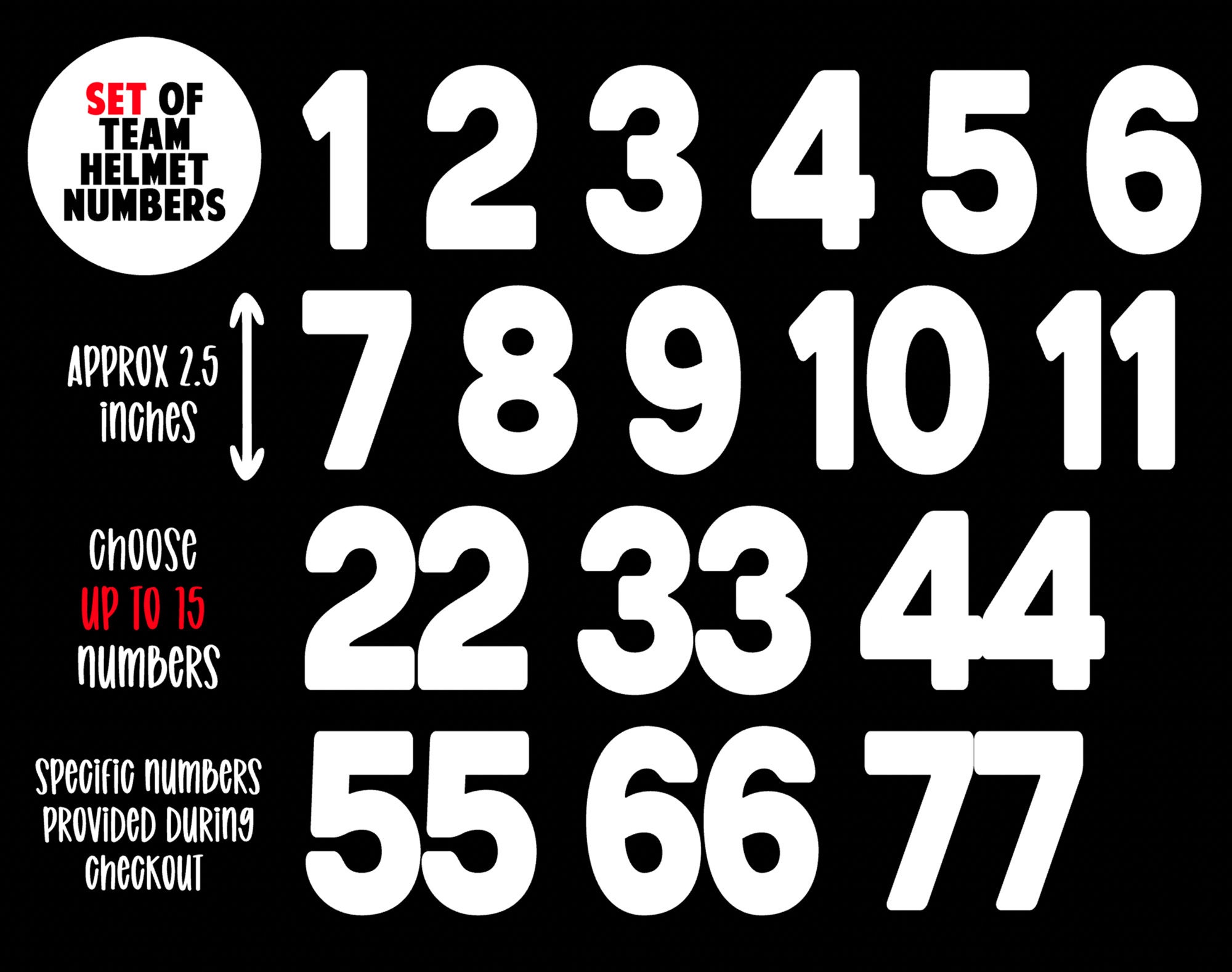 TEAM SET Baseball Helmet Number Decal / Baseball Helmet Etsy