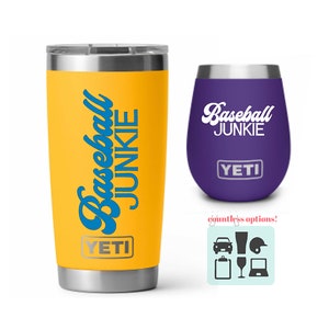 Baseball Junkie Vinyl Decal / Baseball Decal / Baseball Car Decal / Baseball Mom Decal / Baseball Fan Decal / Baseball Tumbler Drink Decal