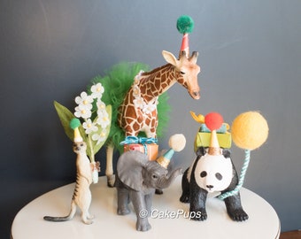 Safari Cake Toppers | Zoo Animals | Figurines | Birthday Party | Baby Shower | Collectible | Nursery Decor