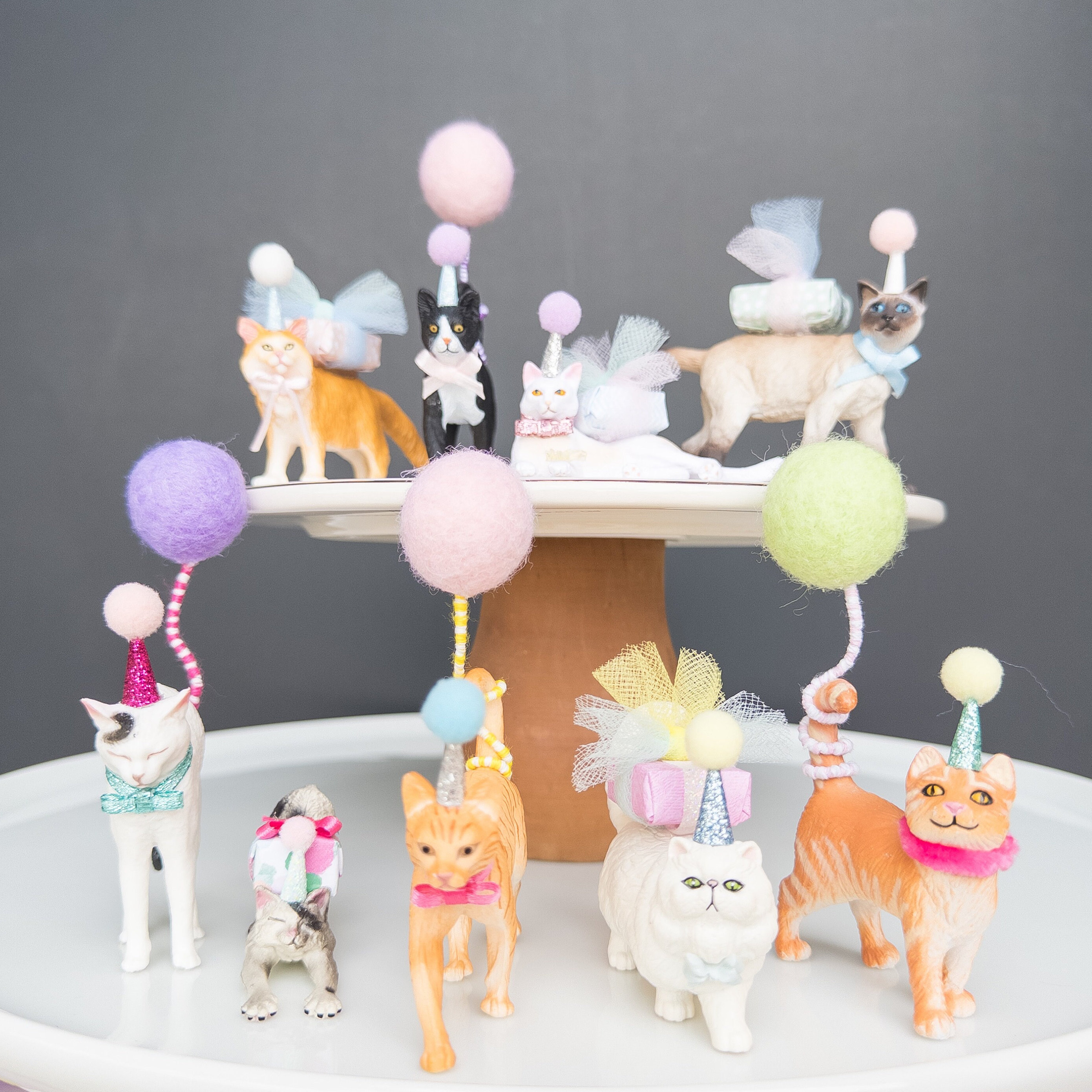 Kitten Party | Cake Toppers | Figurines | Birthday Party | Baby Shower | Collectible | Nursery Decor