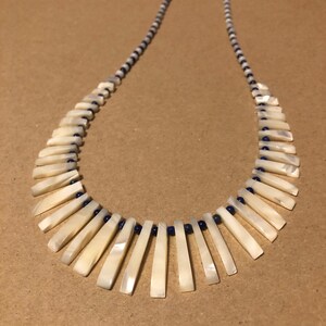 Genuine Mother of Pearl Collar necklace with Lapis Lazuli Beads