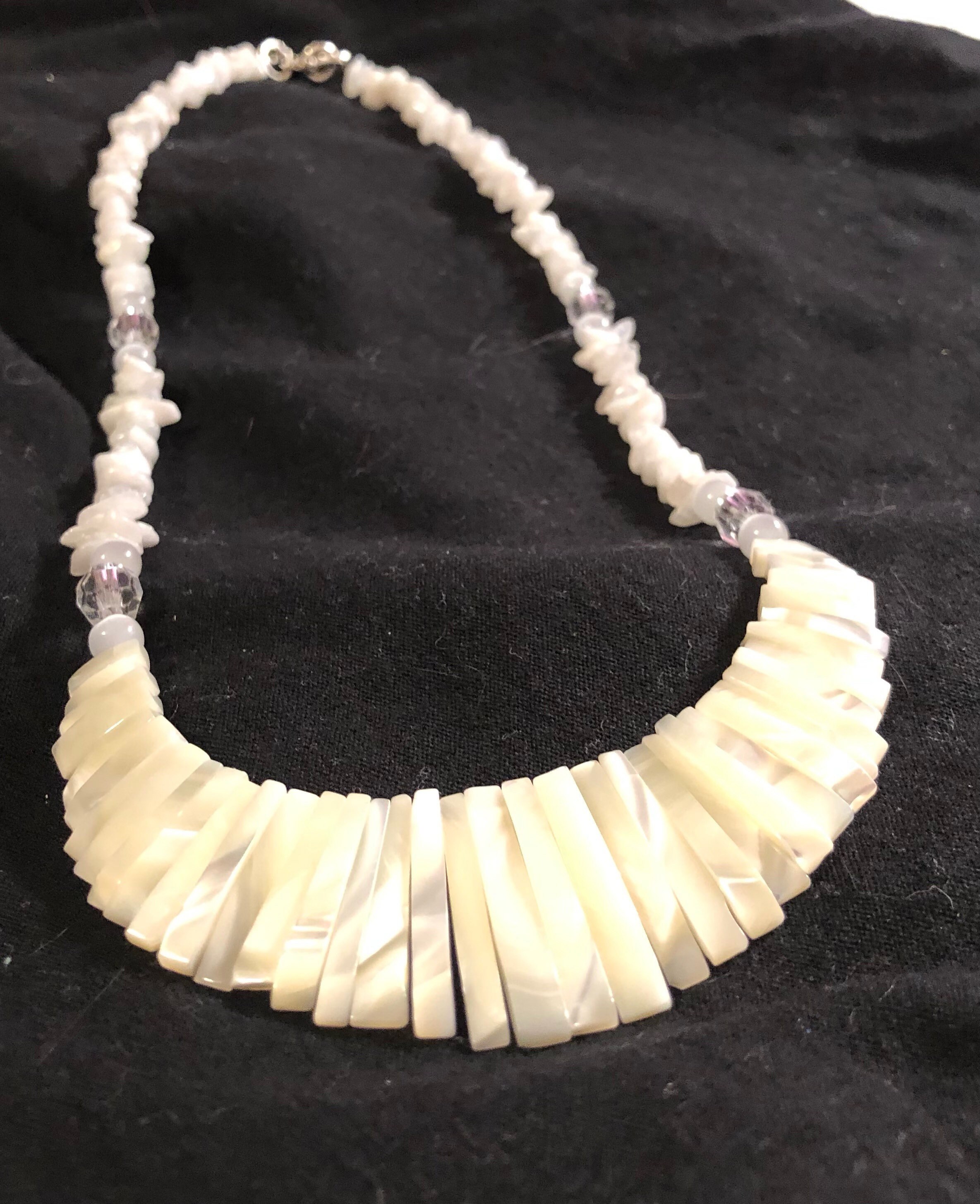 Genuine Mother of Pearl Collar Necklace 