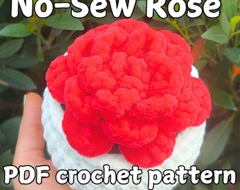 PDF Crochet Pattern: No-Sew Potted Rose, Stuffed Rose Plushie Pattern, Amigurumi Rose Pattern, Valentine's Day, Mother's Day crochet pattern