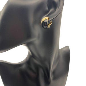 Classic Black/Cream/Gold Enamel Clip On Earrings