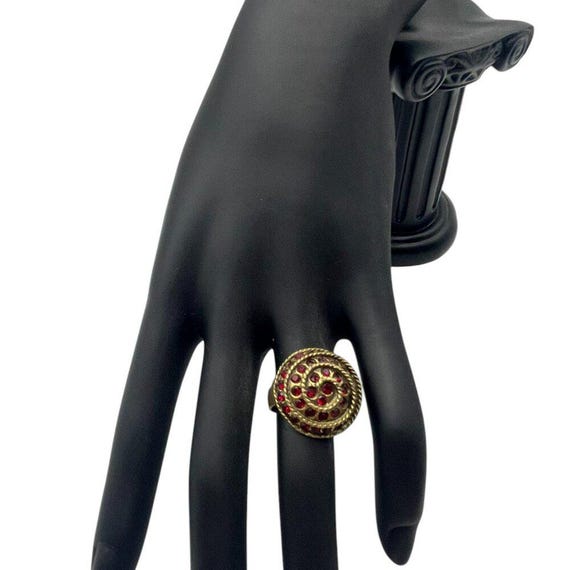 Red Crystal Adjustable Statement Ring for Women - image 5