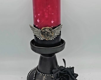 Dark Angel Gothic Pillar Candle by WickyWonders