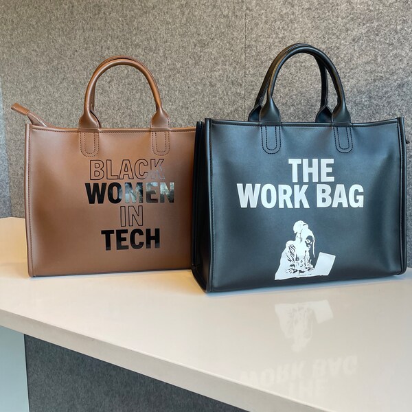 Custom The Work Tote Bag | personalized for you | Gift for her | Laptop Bag | Brown and Black Tote Bag