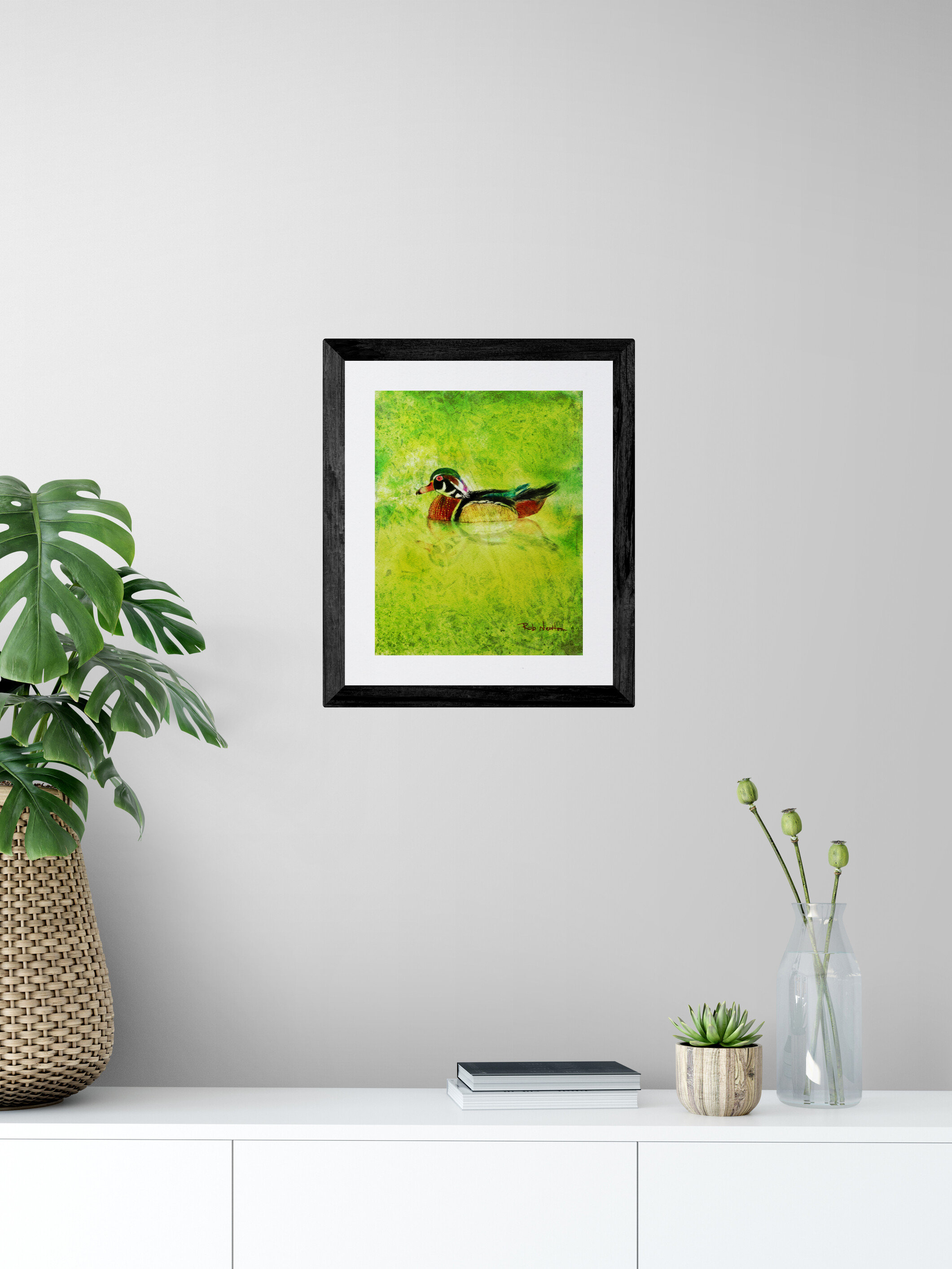 Wood Duck Wall Art Print, Abstract Realism Wall Art, Duck Fine Art ...