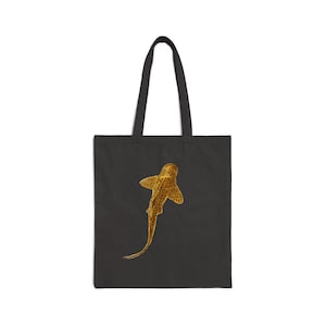 Leopard Shark Art Cotton Canvas Tote Bag, Ocean Animal Tote Bag, Beach Tote Bag, Reusable Grocery Bag Foldable, Book Bag, 2 Color Choices