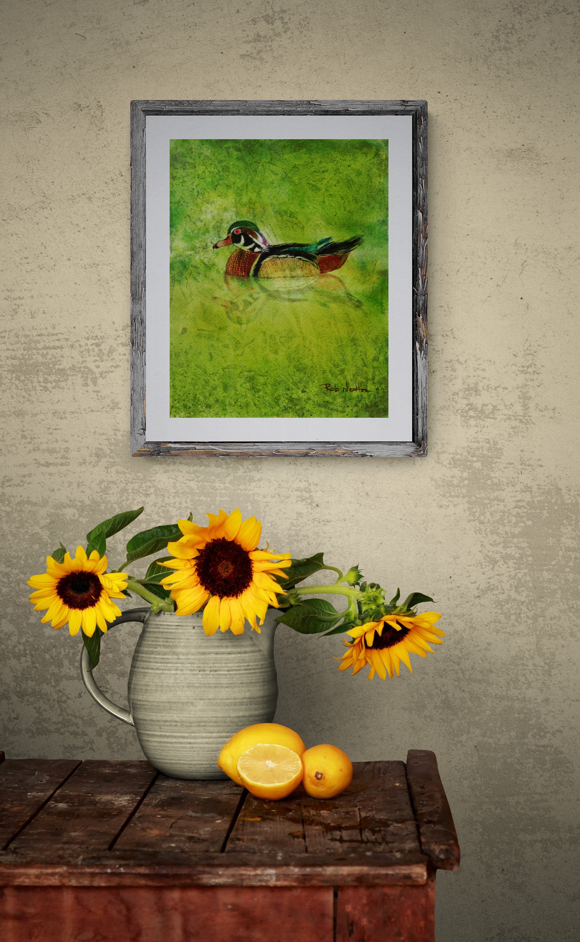 Wood Duck Wall Art Print, Abstract Realism Wall Art, Duck Fine Art ...