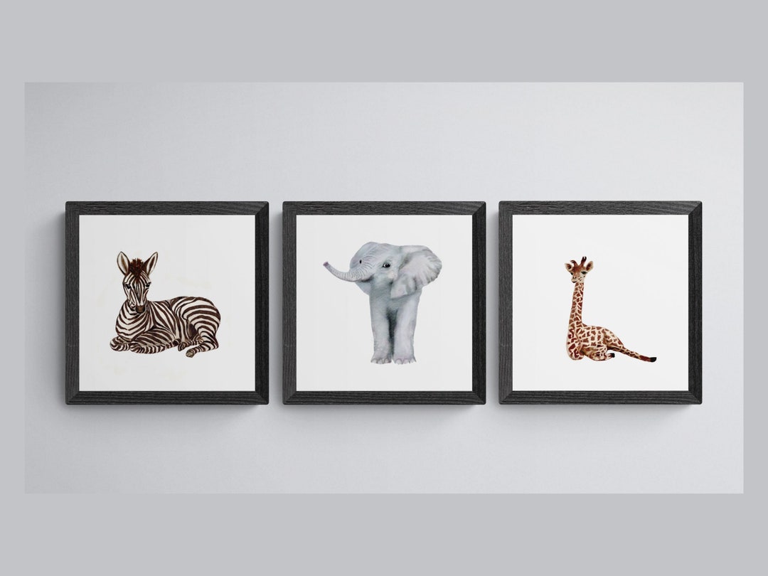 Jungle Animal Prints Set of 3 Printable, 3 Piece Safari Nursery Wall