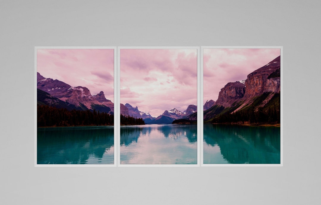 3 Piece Forest Mountain Wall Art Print, Forest Landscape Triptych Art ...