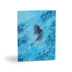 Cartes de voeux vierges Requin-baleine avec enveloppes, Cartes de correspondance vierges pliées, 4,25" x 5,5" (8, 16 ou 24 pièces au choix), Art Requin-baleine
